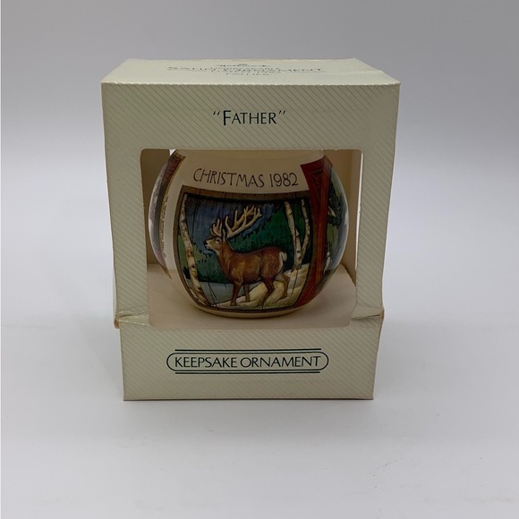Hallmark Keepsake 1982 UNBREAKABLE  SATIN ORNAMENT  “FATHER” #QX205-6 USA - Picture 1 of 6
